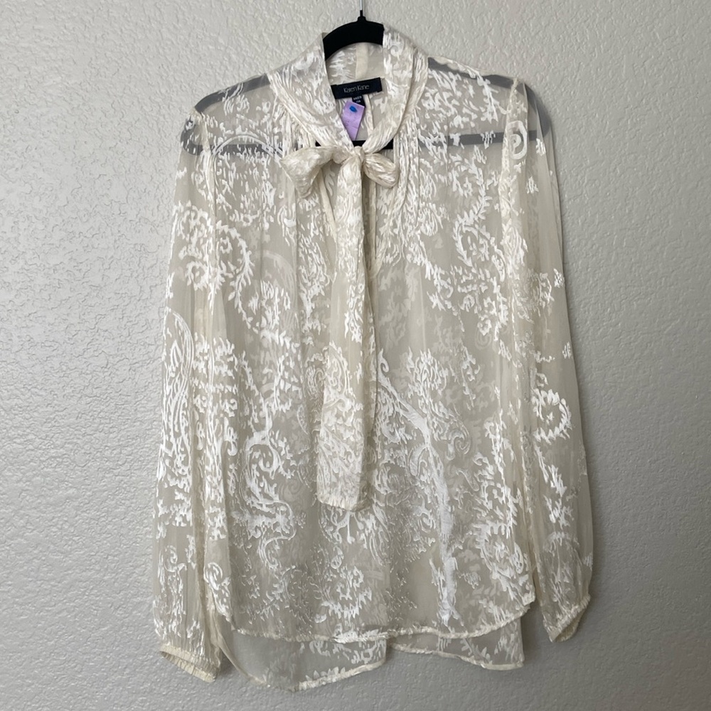 Karen Kane Silk White Blouse Large